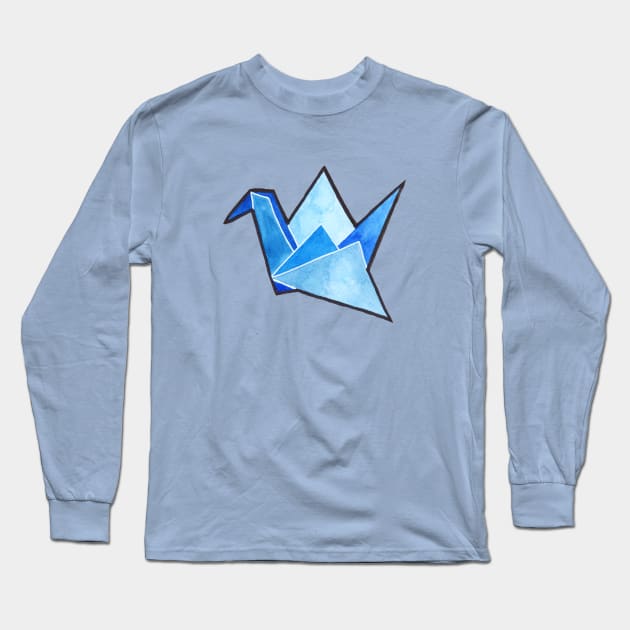 Origami Crane Watercolor Long Sleeve T-Shirt by voidea